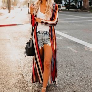 VICI striped duster kimono